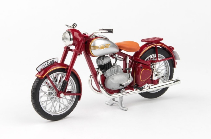 Jawa 250 Pérák Standard 1948 - Tmavě Červená 1:18 - Abrex