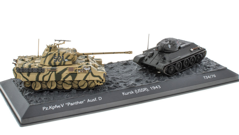 Sada Tanků: Kursk USSR 1943 Panther - T34/76 1:72 časopis se sadou