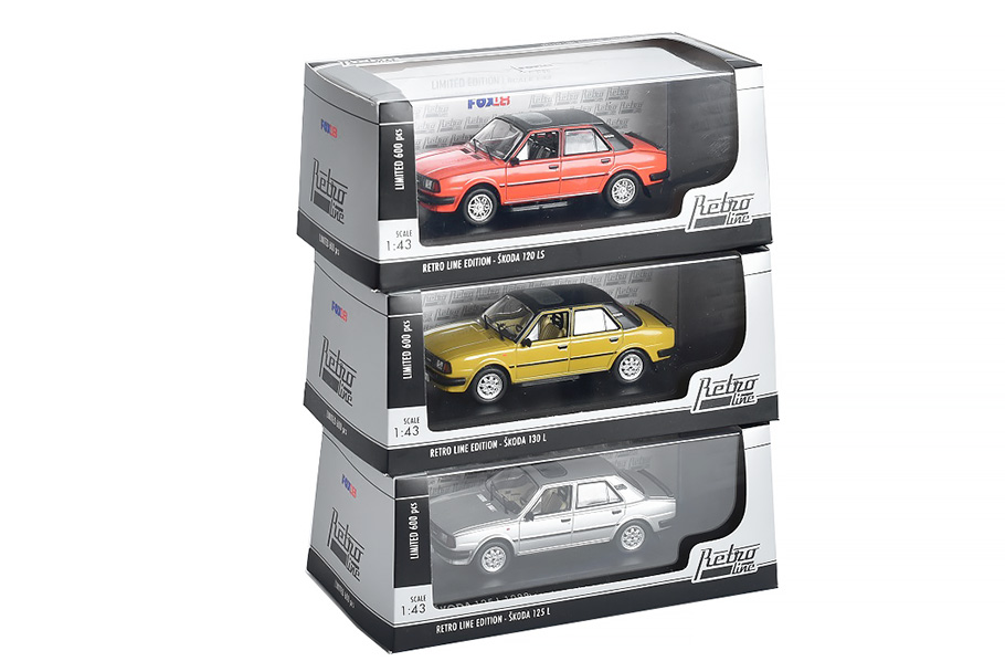 Sada 3 modelů - Škoda 120 LS + Škoda 125 L + Škoda 130 L - 1:43 RETRO LINE