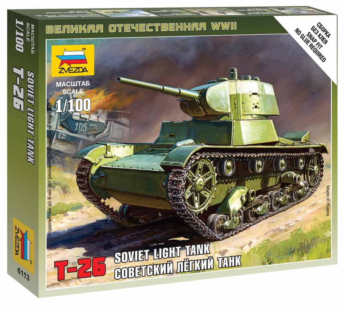 Tank T-26 1:100 Zvezda - stavebnice