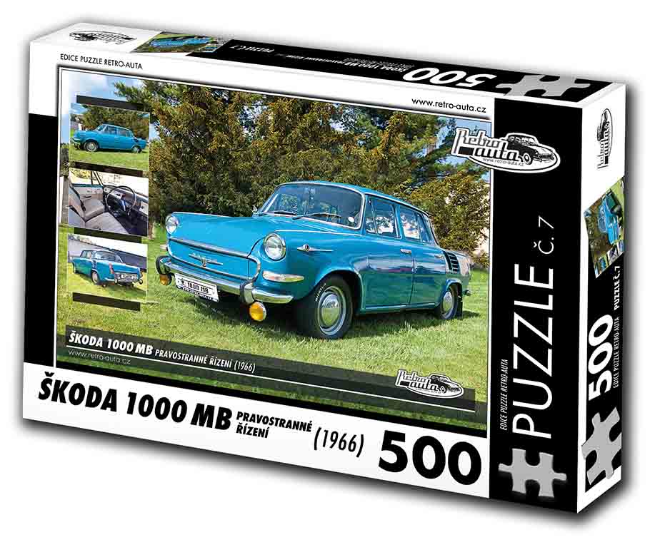 Puzzle č. 7 - Škoda 1000 MB 1966 pravostranné řízení - 500 dílků