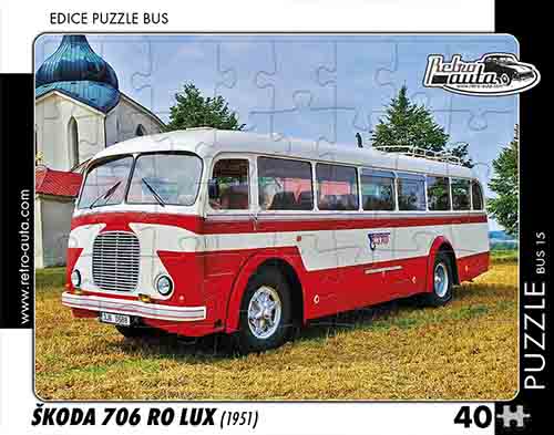 Puzzle bus č. 15 - Škoda 706 RO LUX 1951 - 40 dílků