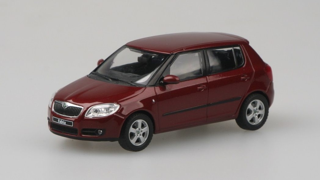 Škoda Fabia 2 Červená Flamenco 1:43 - Abrex - Speciální edice s nálepkami