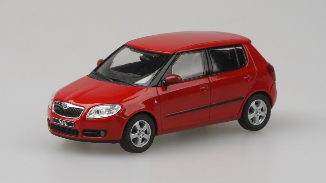 Škoda Fabia 2 Červená Corrida Uni 1:43 - Abrex - Speciální edice s nálepkami