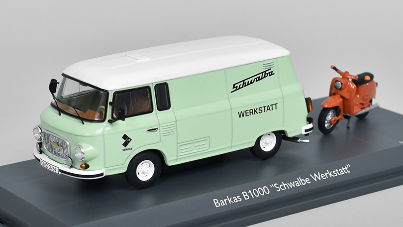 Barkas B1000 1965 + Motorka Schwalbe KR51 1968 1:43 - Schuco