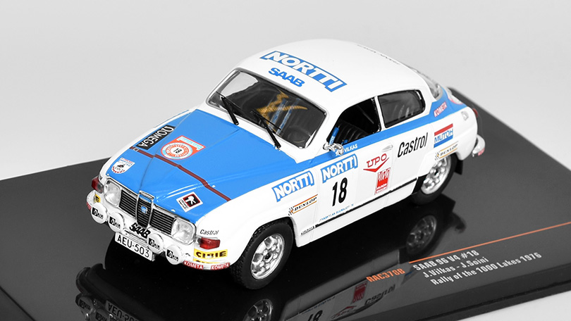 Saab 96 V4 #18 Rally of the 1000 Lakes 1976 Vilkas/Soini 1:43 - IXO Models 