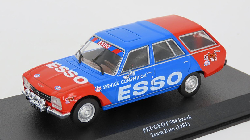 Peugeot 504 Break Team Esso 1981 1:43 - časopis s modelem