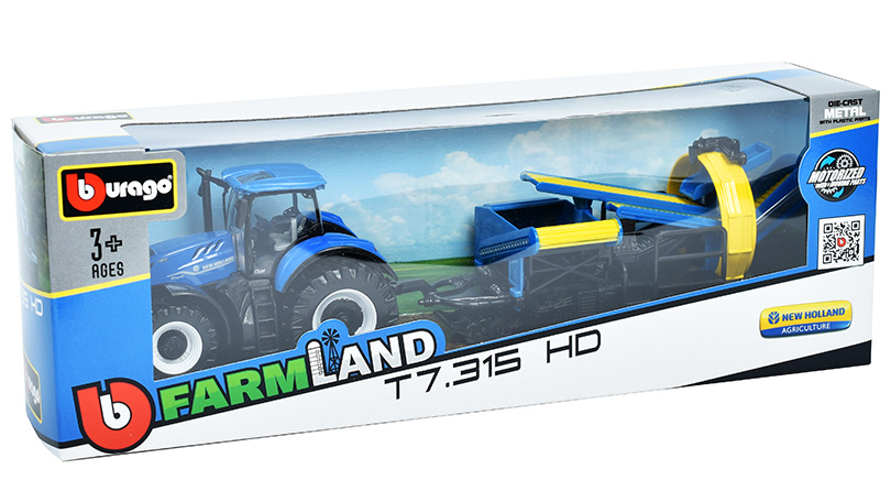 New Holland T7.315 HD Traktor s kultivátorem 1:50 - Bburago