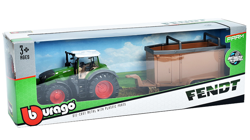 Fendt 1050 Vario Traktor Traktor s přívěsem pro zvířata 1:50 - Bburago