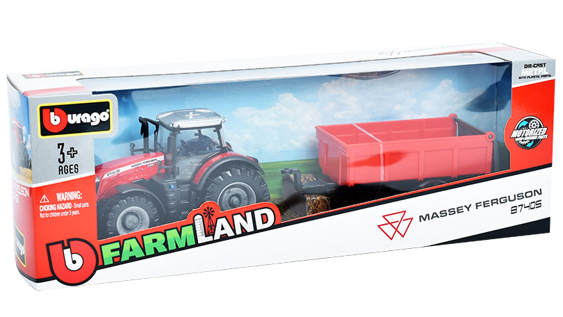 Massey Ferguson 8740S se sklápěcím přívěsem 1:50 - Bburago