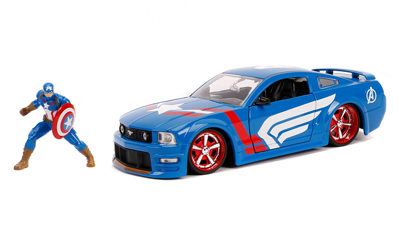 Ford Mustang GT 2006 s figurkou Captain America 1:24 - Jada Toys