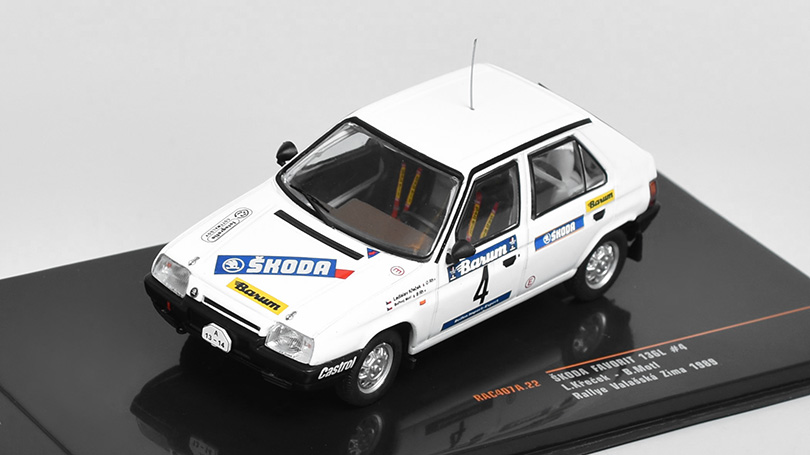 Škoda Favorit 136L #4 Rallye Valašská Zima 1989 Křeček/Motl 1:43 - IXO Models