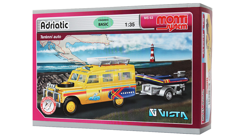 Land Rover Adriatic s lodí - stavebnice 1:35 - Monti System