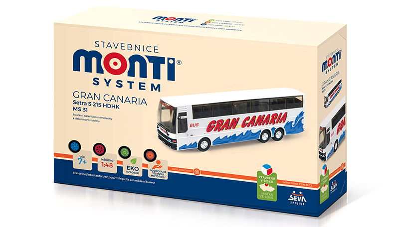 Autobus Setra S 215 HDHK Gran Canaria - stavebnice 1:48 - Monti System