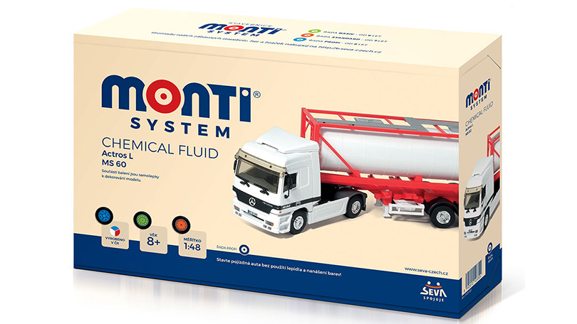 Mercedes Actros L s přívěsem Chemical Fluid - stavebnice 1:48 - Monti System