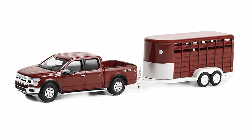 Ford F-150 XLT Pick-up s přívěsem pro zvířata 1:64 - GreenLight