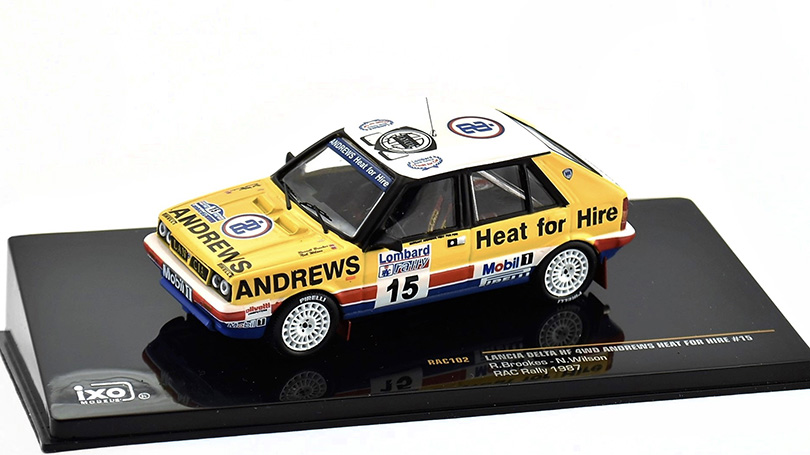 Lancia Delta HF 16V ANDREWS HEAT FOR HIRE #15 RAC Rally 1987 1:43 - IXO Models