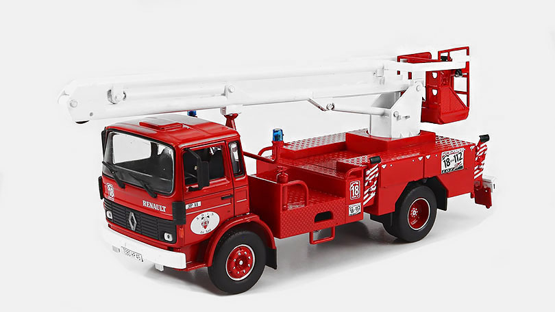 Renault JP11 Truck s jeřábem Hasiči 1:43 - časopis s modelem