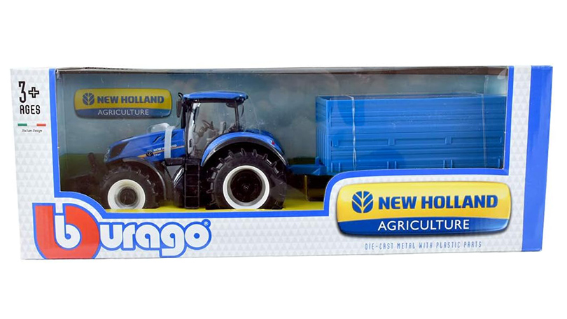 New Holland T7.315 HD Traktor s přívěsem na balíky sena 1:32 - Bburago