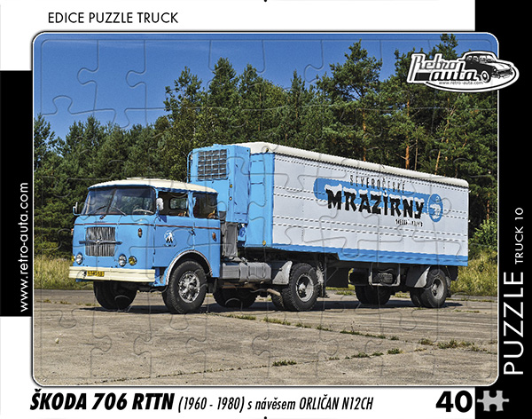 Puzzle Truck č. 10 - Škoda 706 RTTN 1960-1980 s návěsem Orličan N12CH - 40 dílků