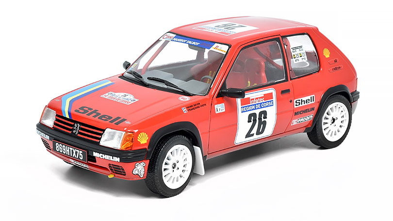 Peugeot 205 #26 Rallye Tour de Corse 1990 1:18 - Solido