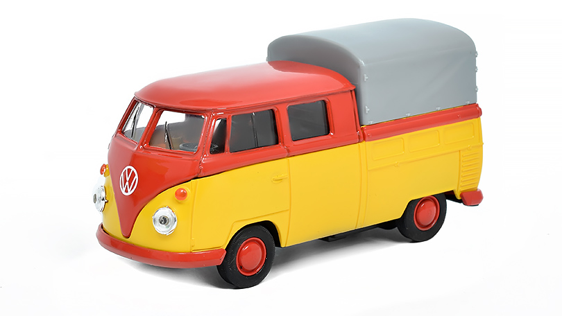 Volkswagen T1 Double Cabin Pick Up červená/žlutá 1:32 - Welly