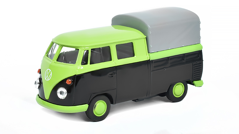 Volkswagen T1 Double Cabin Pick Up černá/zelená 1:32 - Welly