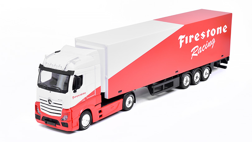 Mercedes Actros Gigaspace Motorspots bilý / červený 1:43 - Bburago