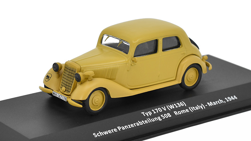 Mercedes 170 V ( W136 ) Řím 1944 1:43 - časopis Samochody Wojskowe s modelem #48