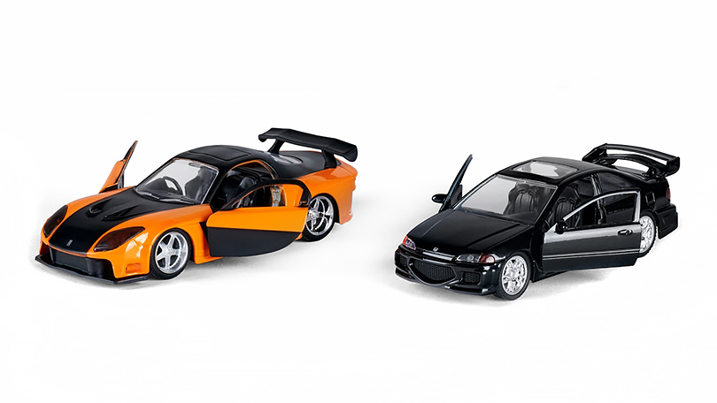 Sada 2ks: Mazda RX-7 / Honda Civic EJ1 z filmu Fast and Furious 1:32 - Jada Toys