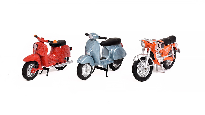 Sada motorek 1:43 - Simson KR51 + Zündapp KS50 WC + Vespa PX - BAZAROVÉ ZBOŽÍ