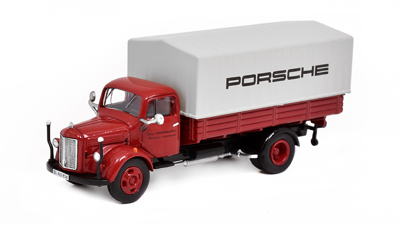 Mercedes-Benz L3500 korba s plachtou Porsche 1:87 - Schuco