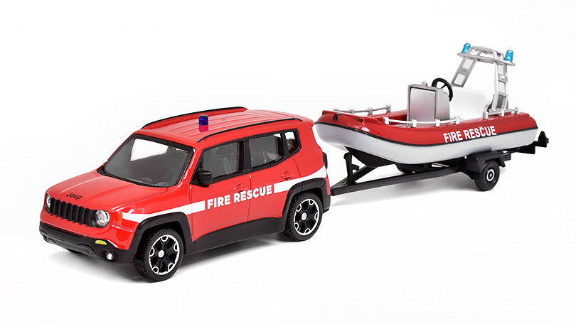 Jeep Renegade Fire Rescue s přívěsem a lodí 2017 1:43 - Mondo Motors