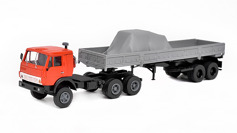 KamAZ-5410 tahač s návěsem OdAZ-9370 1:87 - Ručně vyrobený model