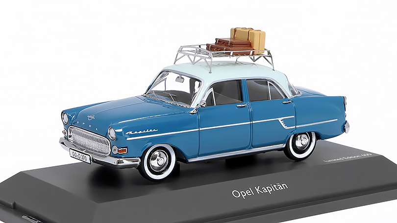 Opel Kapitan Riviera 1957 se střešním nosičem 1:43 - Schuco