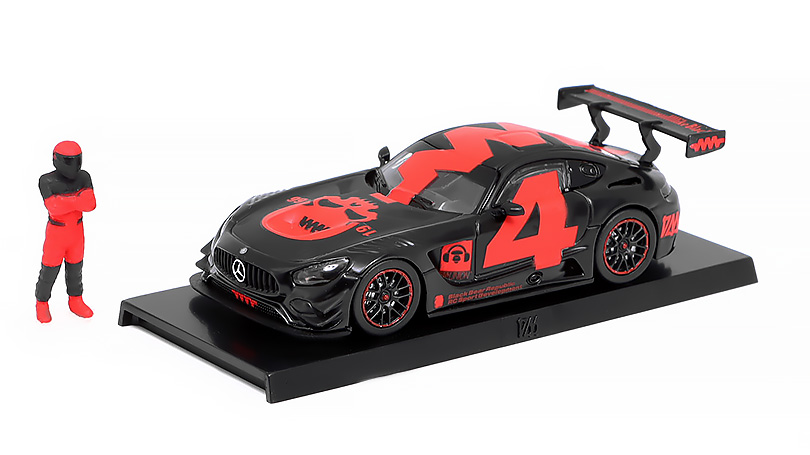 Mercedes AMG GT3 #4 s figurkou závodníka - červený 1:64 - TARMAC Models