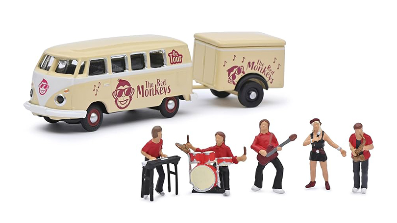 Volkswagen T1 + přivěs + 5 figurok The Red Monkeys 1:87 - Schuco