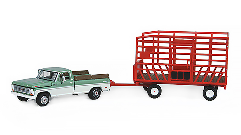 Ford F-100 Farm 1969 + přivěs pro ranč 1:64 - GreenLight