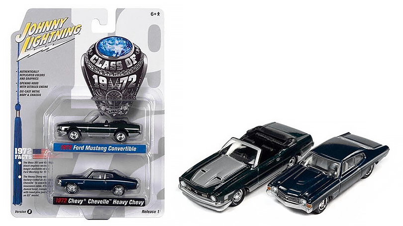 Ford Mustang Convertible 1972 + Chevy Chevelle 1972 1:64 - Johnny Lightning