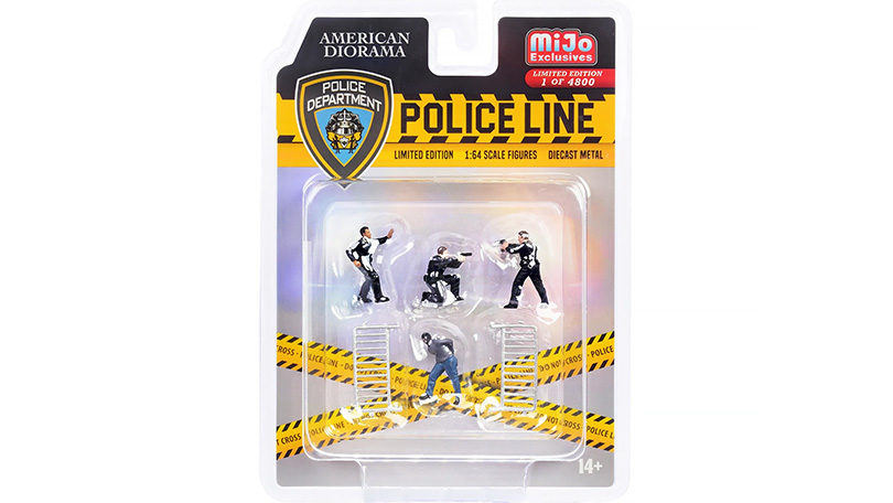 Sada figurek 3 policisté + zloděj 1:64 - Police Line #2 - American Diorama