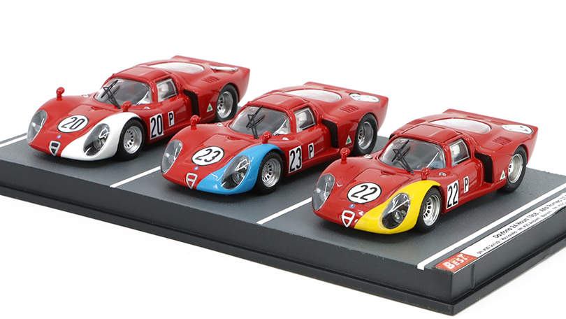 Alfa Romeo 33.2 #20 #22 #23 Daytona 24h 1968 s figurkami řidičů 1:43 Best Model