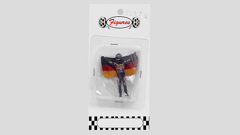 Figurka Sebastian Vettel s vlajkou Německo F1 Legends 1:43 - Minichamps