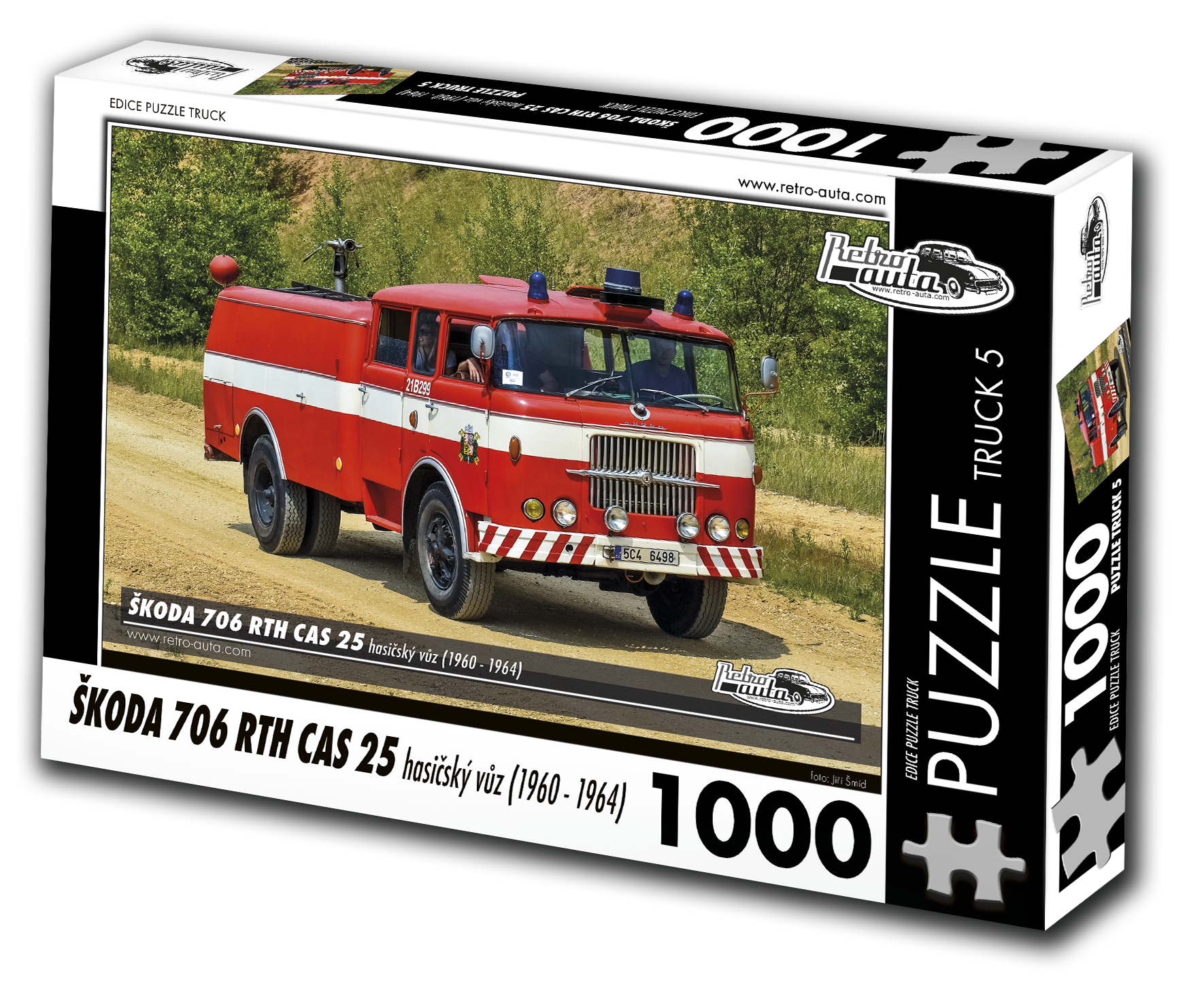 Puzzle Truck č. 5 - Škoda 706 RTH CAS 25 hasičský vůz 1960-1964 - 1000 dílků