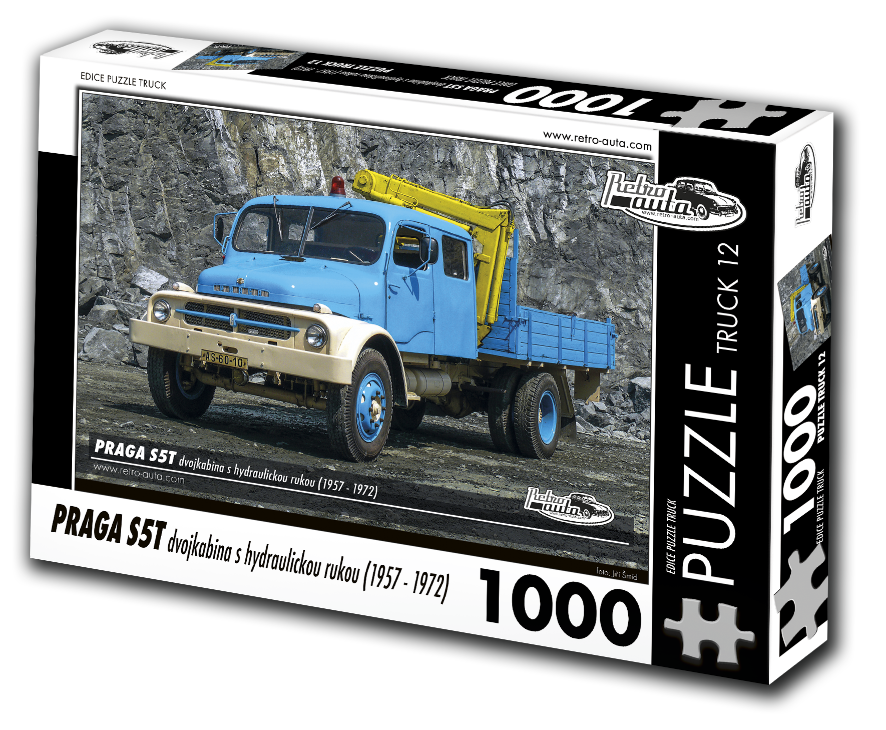 Puzzle Truck č. 12 - Praga S5T dvojkabina s hydraulickou rukou 1957 - 1000 dílků