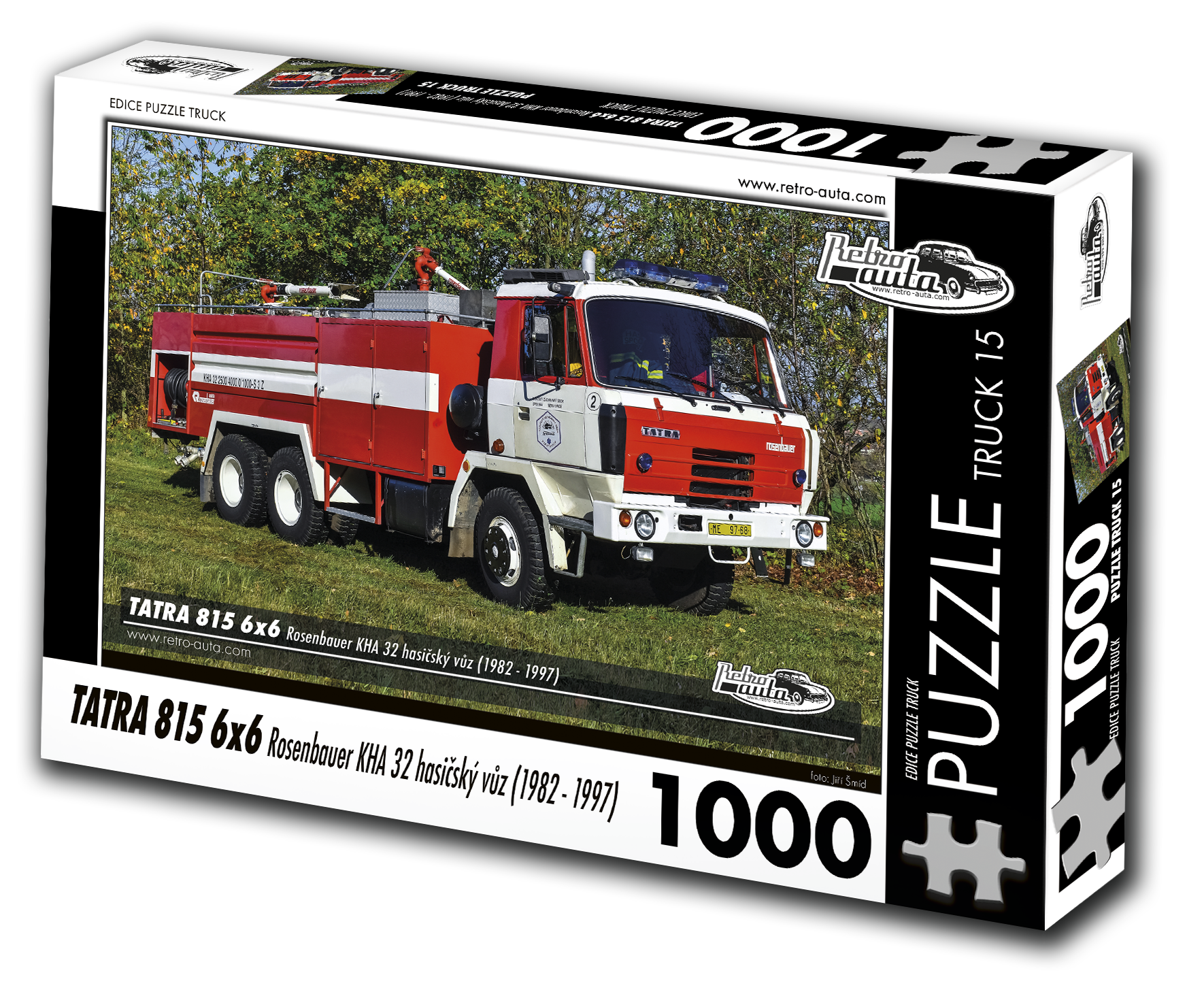 Puzzle Truck č. 15 - Tatra 815 6x6 Rosenbauer KHA hasičský vůz 1982 - 1000 dílků