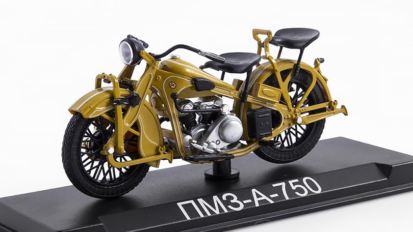 PMZ-A-750 motorka 1:24  MODIMIO Collections Naše Motocykly časopis s modelem #34