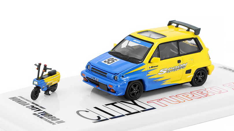 Honda City Turbo II #95 Spoon Sports Custom Livery + Motocompo 1:64  INNO Models