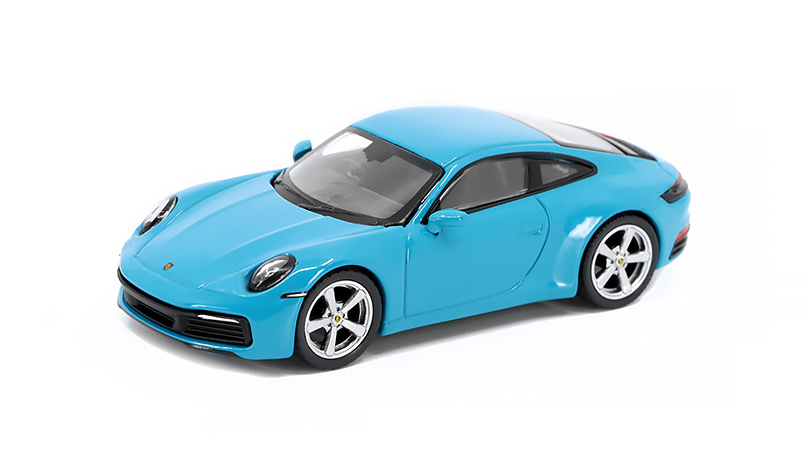 Porsche 911 (992) Carrera S modrá RHD 1:64 - MiniGT