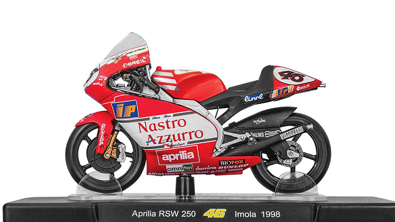 Aprilia RSW 250 #46 Imola 1998 - 1:18 Leo Models časopis s modelem