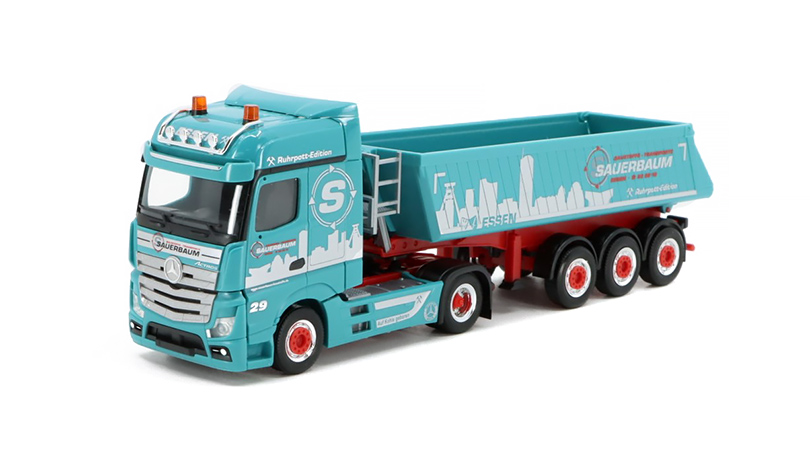 Mercedes-Benz Actros Bigspace 2.5 sklápěcí návěs Sauerbaum 1:87 - Herpa